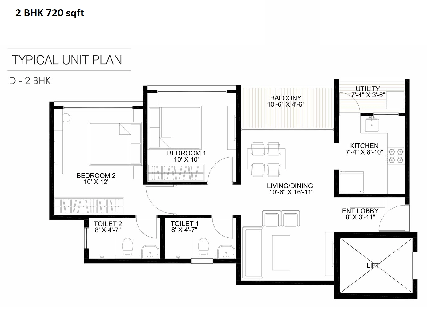 Unit plan - 720 sq.ft.