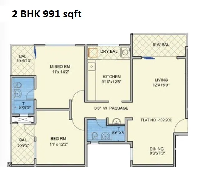 Naiknavare Eagles Nest Unit plan - 991 sq.ft.