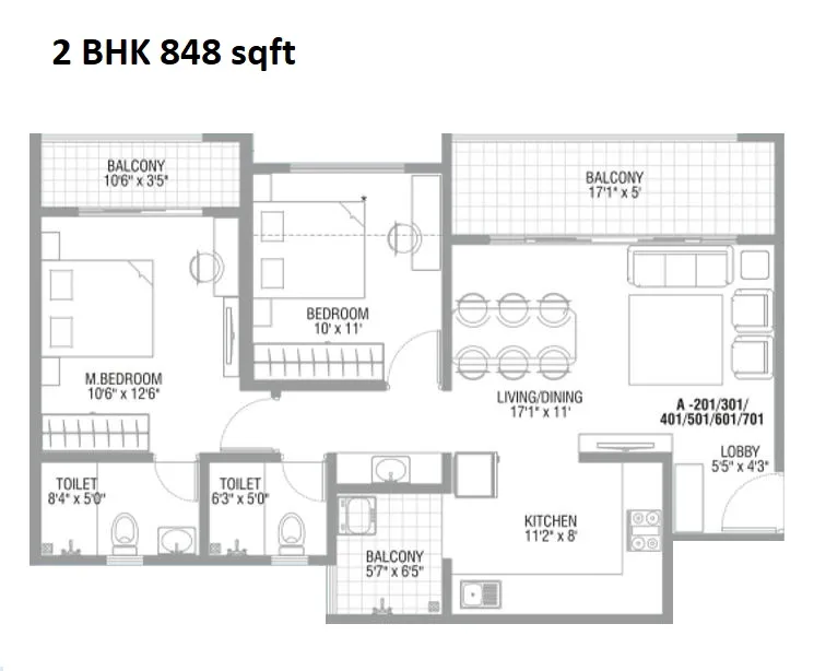 Legacy Celestia Unit plan - 848 sq.ft.