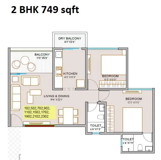ANP Memento Unit plan - 749 sq.ft.