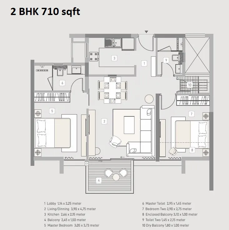 Unit plan - 710 sq.ft.