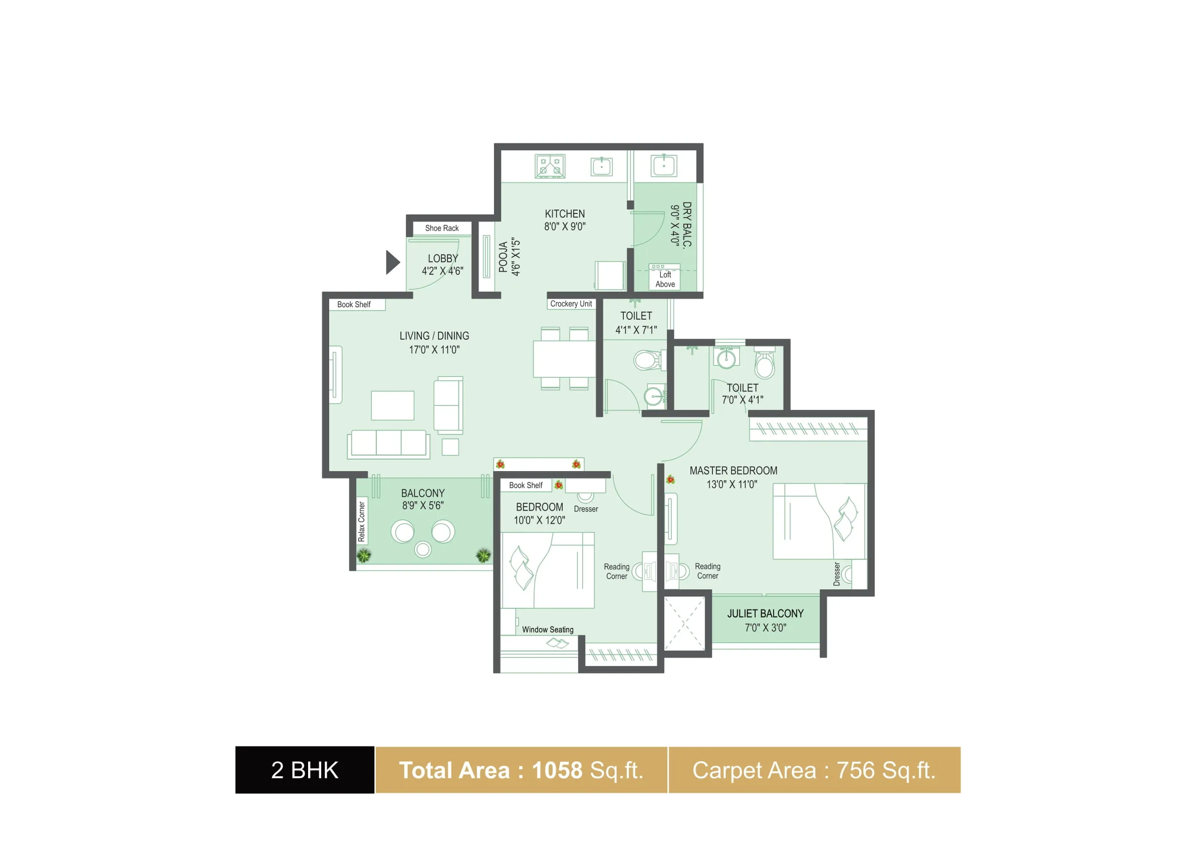 Unit plan - 756 sq.ft.