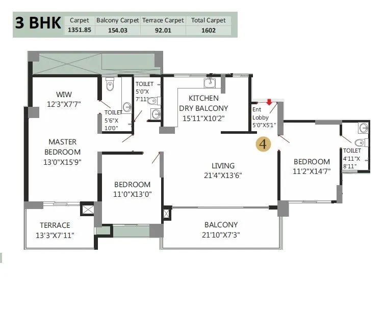 Unit plan - 1602 sq.ft.