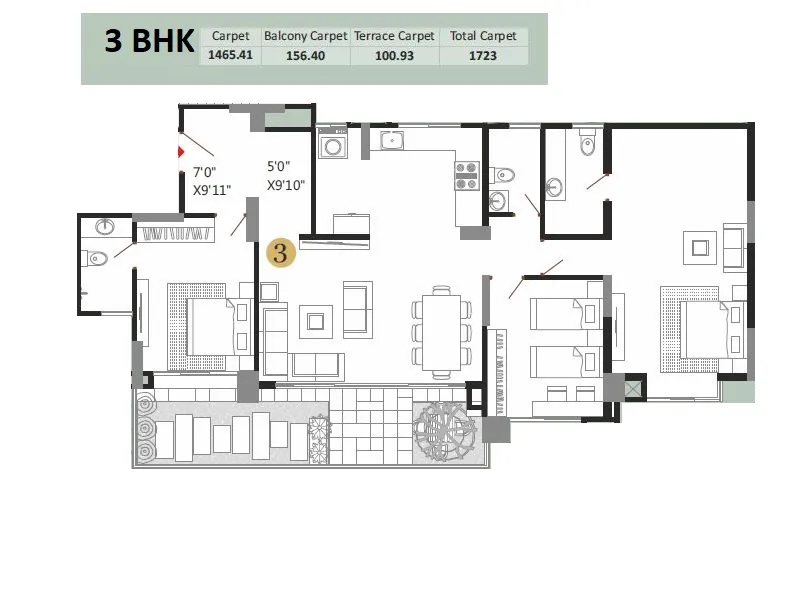 43 Privet Drive Unit plan - 1723 sq.ft.