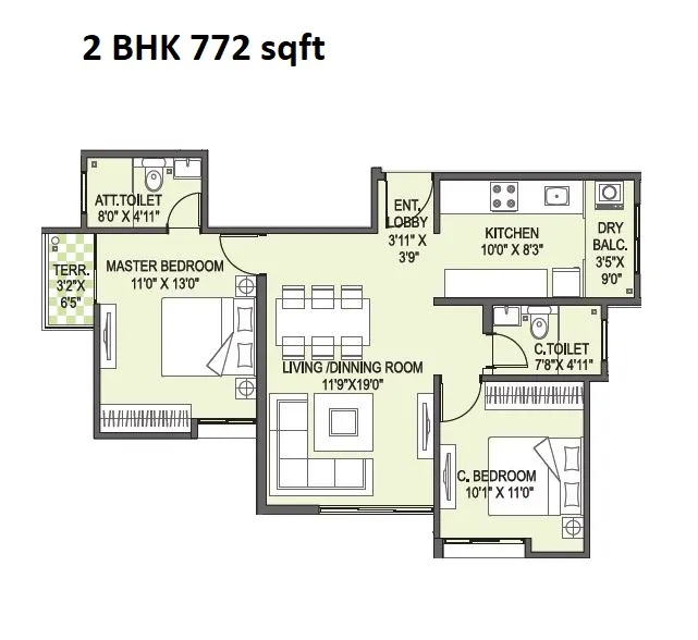 Unit plan - 772 sq.ft.