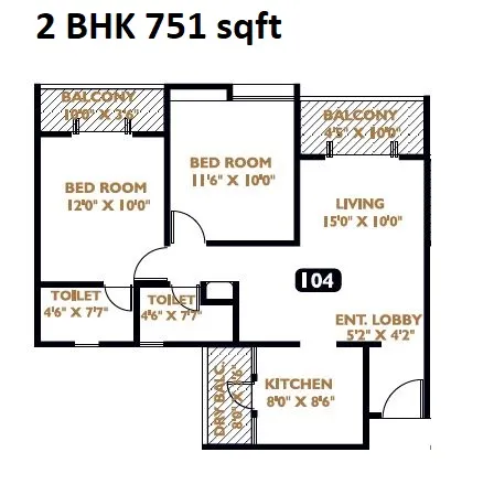 Basil Mondale Unit plan - 751 sq.ft.