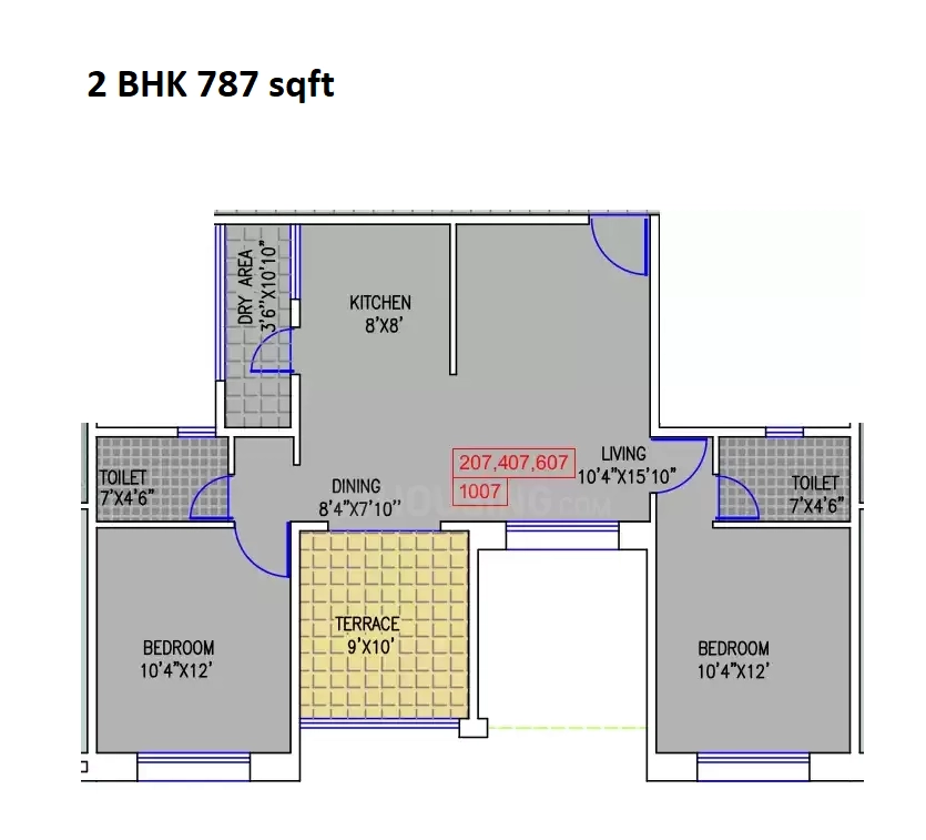 Unit plan - 787 sq.ft.