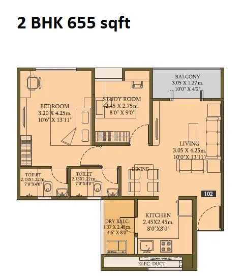 Unit plan - 655 sq.ft.