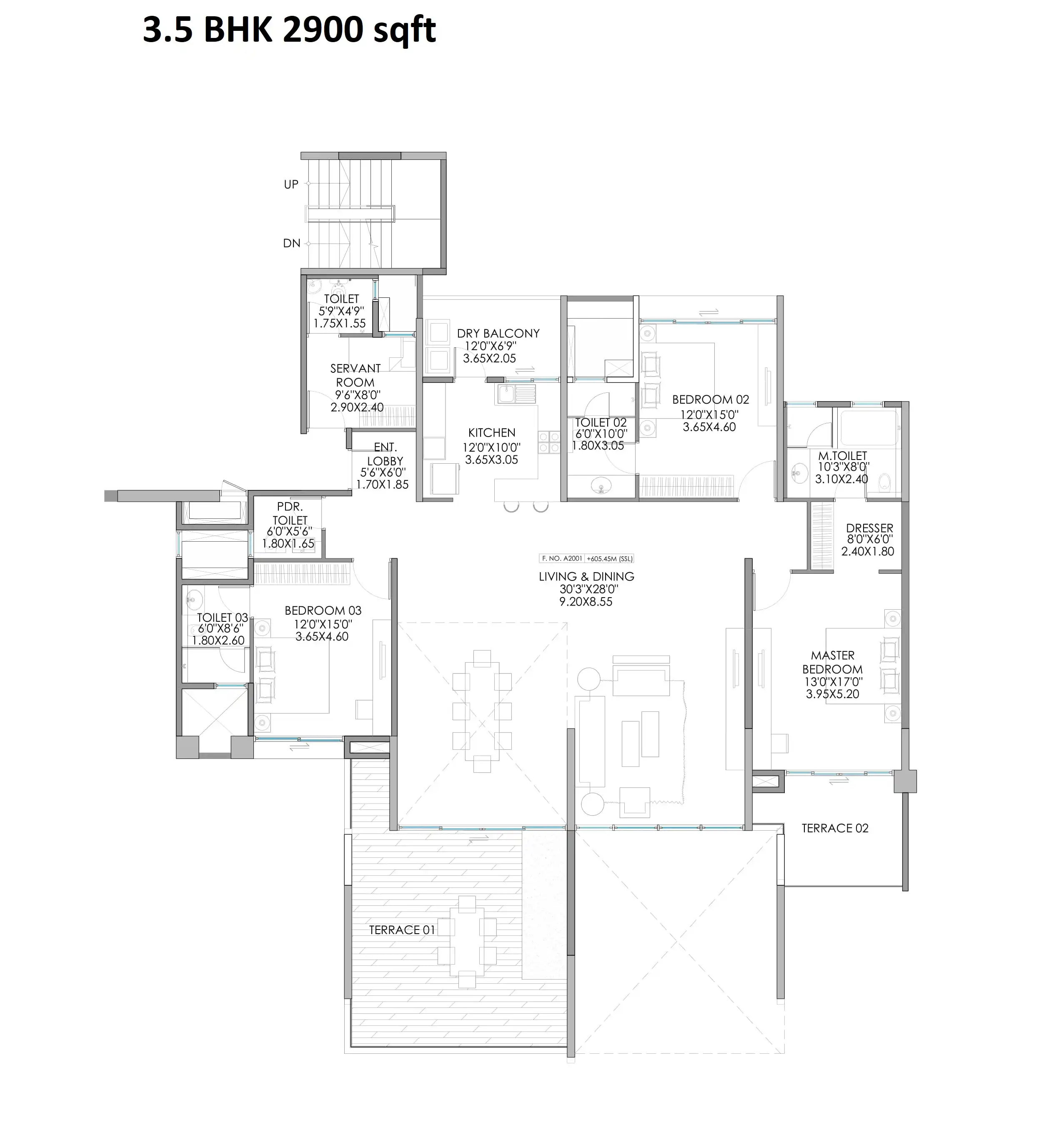 Marvel Aquanas Unit plan - 2900 sq.ft.