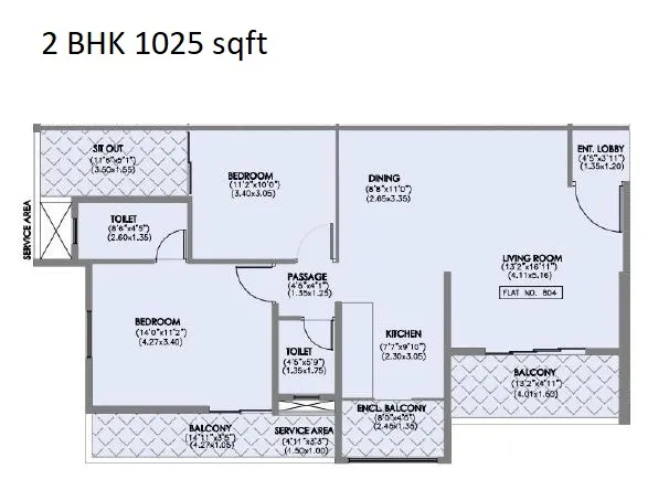 Bluepearl 18 Casita Unit plan - 800 sq.ft.