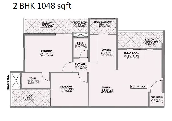 Bluepearl 18 Casita Unit plan - 806 sq.ft.
