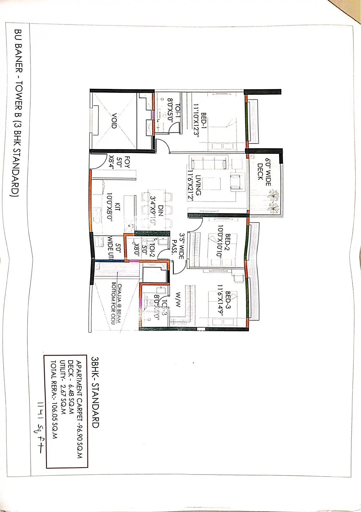 Unit plan - 1141 sq.ft.