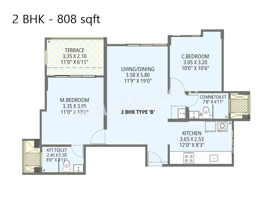 32 Pinewood Drive Unit plan - 808 sq.ft.