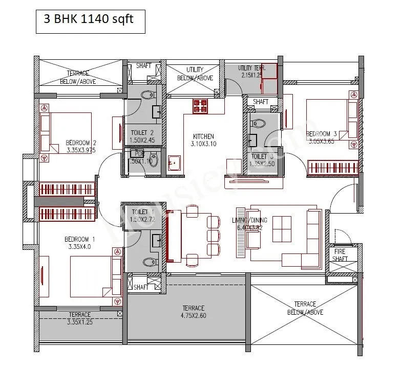 33 West Avenue Unit plan - 1140 sq.ft.