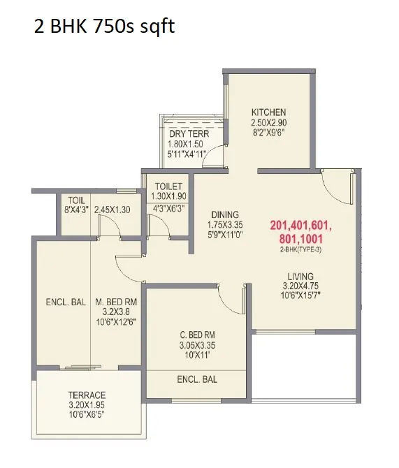 66 Avenue Unit plan - 750 sq.ft.