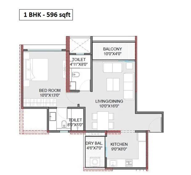 ANP Autograph Unit plan - 596 sq.ft.