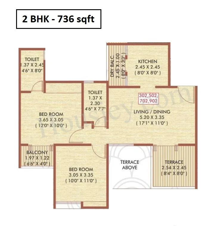 ARV Regalia Unit plan - 736 sq.ft.