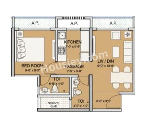AVA Sereno Unit plan - 397 sq.ft.
