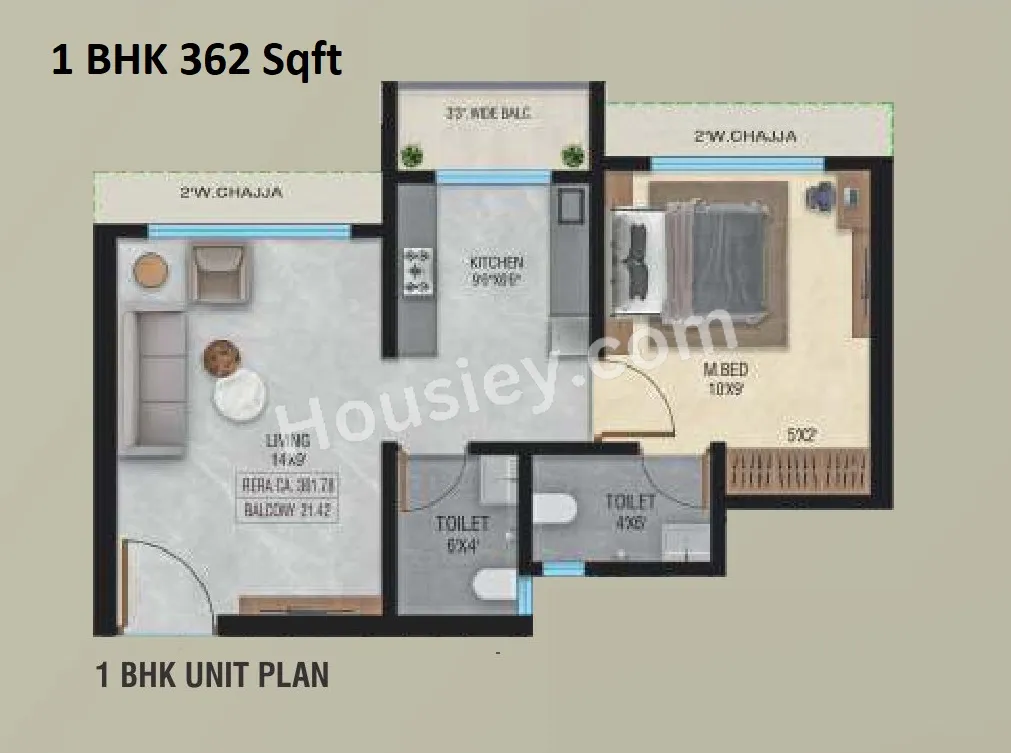 Unit plan - 362 sq.ft.