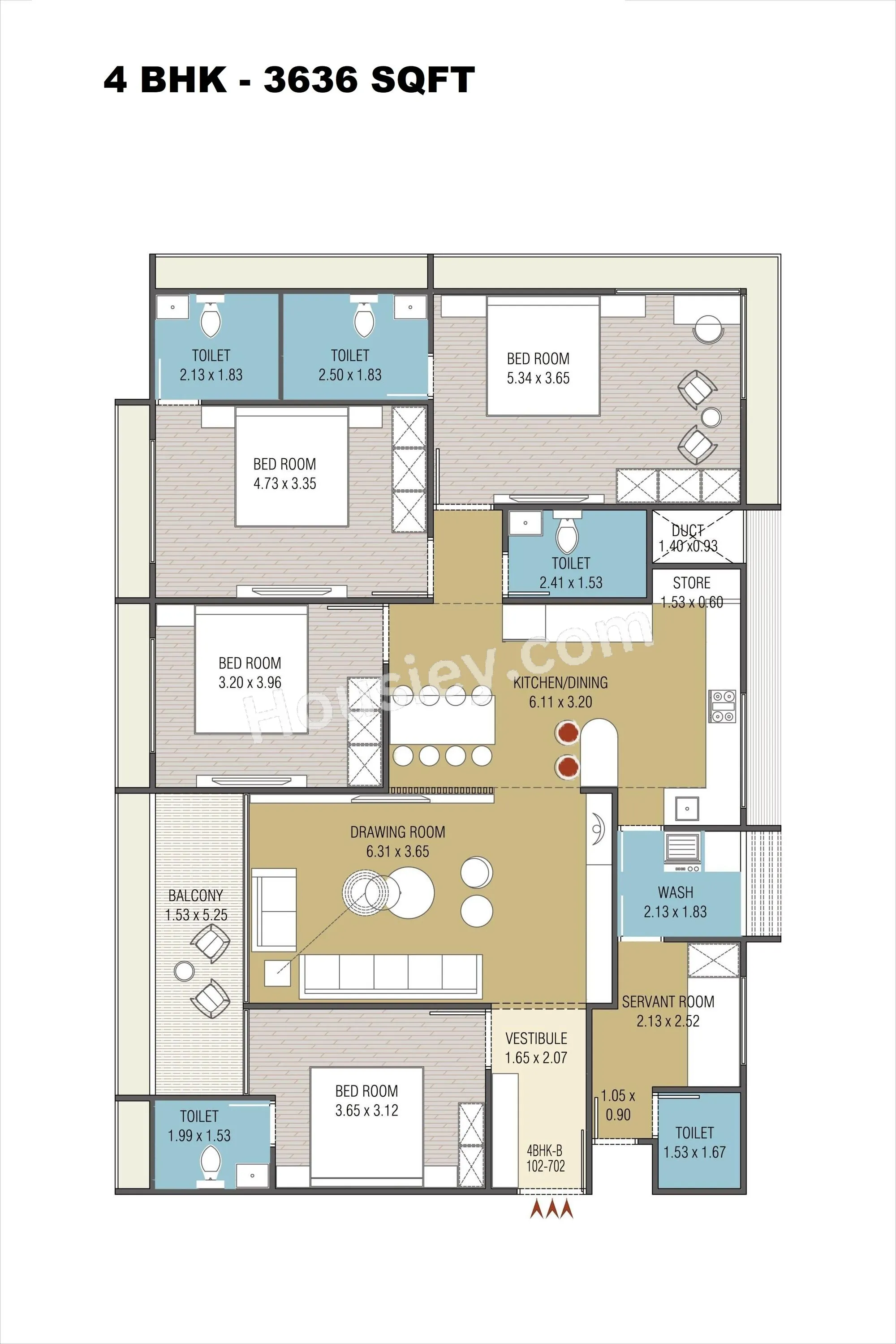 Aaryarath Vibgyor Unit plan - 1999 sq.ft.