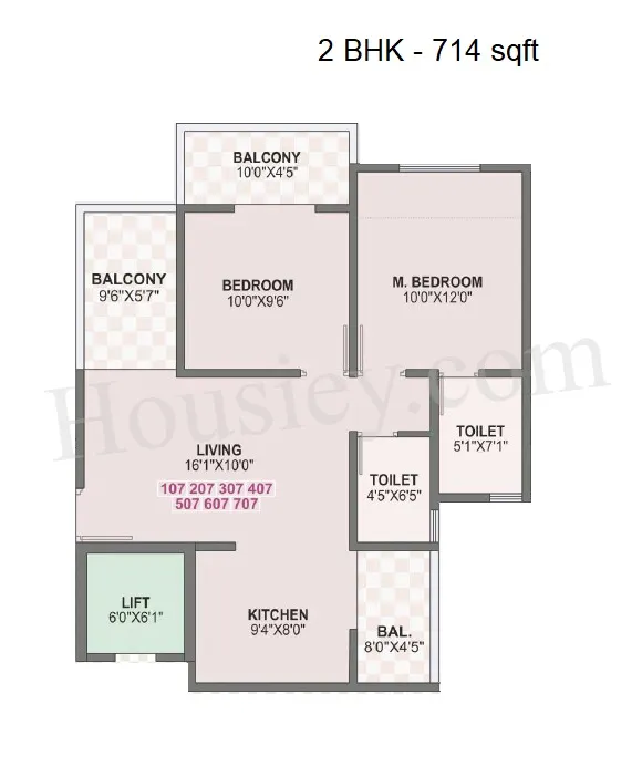 Bhandari Aavishkar Unit plan - 714 sq.ft.