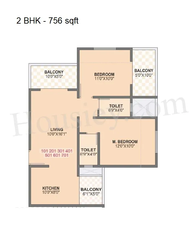 Bhandari Aavishkar Unit plan - 756 sq.ft.