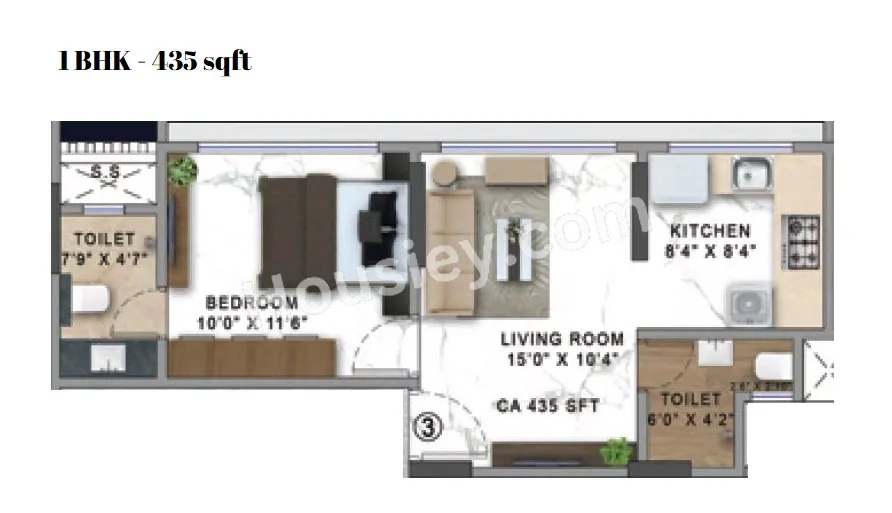 Aayush Ayaansh Unit plan - 435 sq.ft.