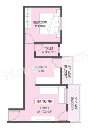 Aayush Wisteria Unit plan - 486 sq.ft.