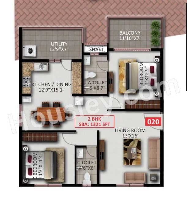 Unit plan - 827 sq.ft.