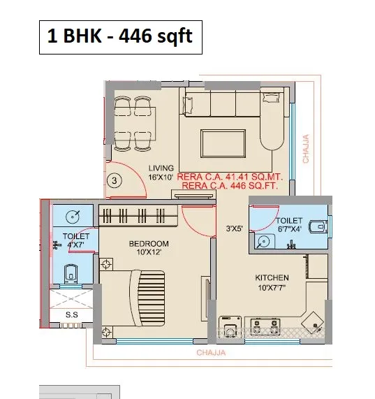 Abrol Signature Unit plan - 446 sq.ft.