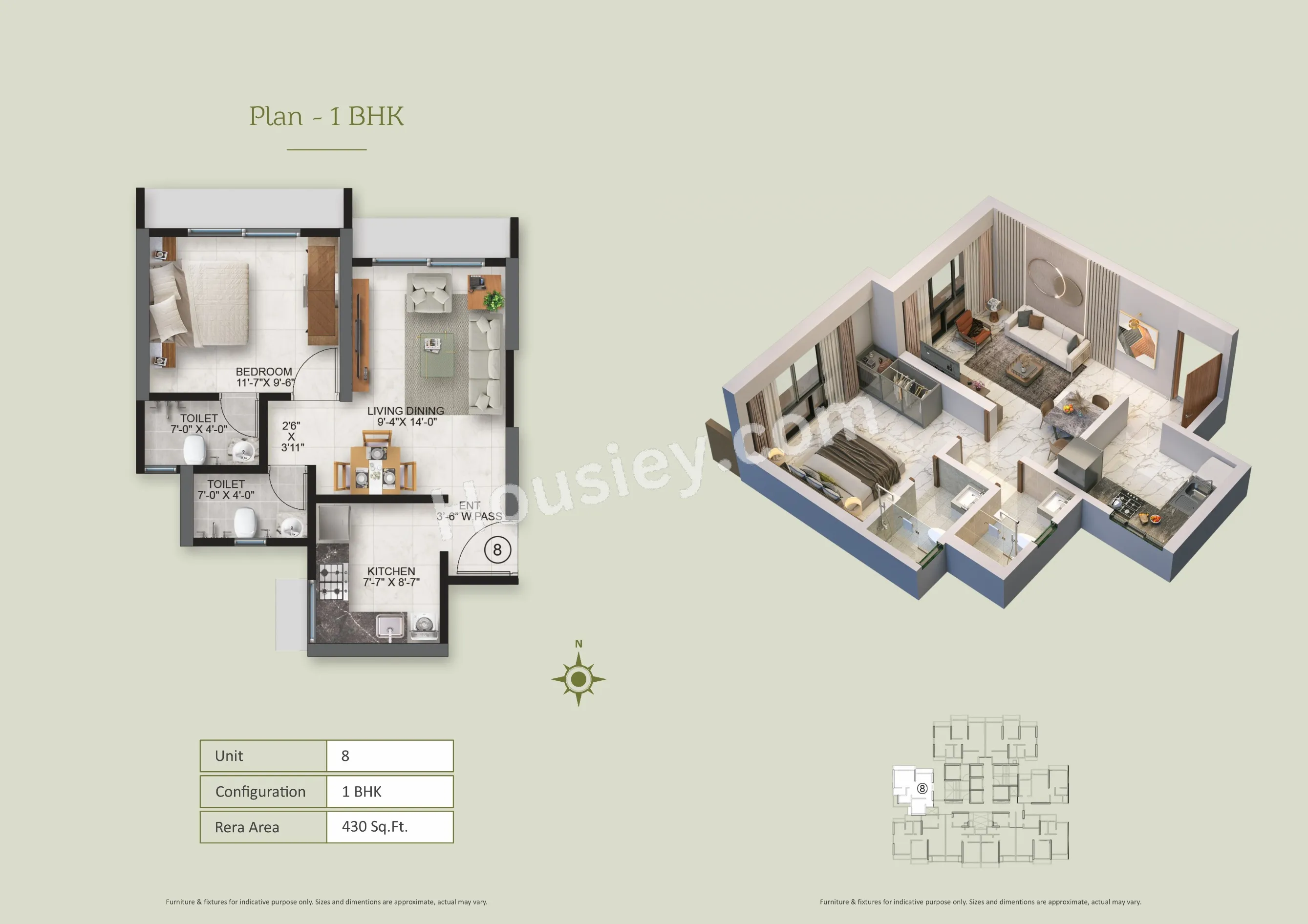 Ace 180 Life Unit plan - 430 sq.ft.