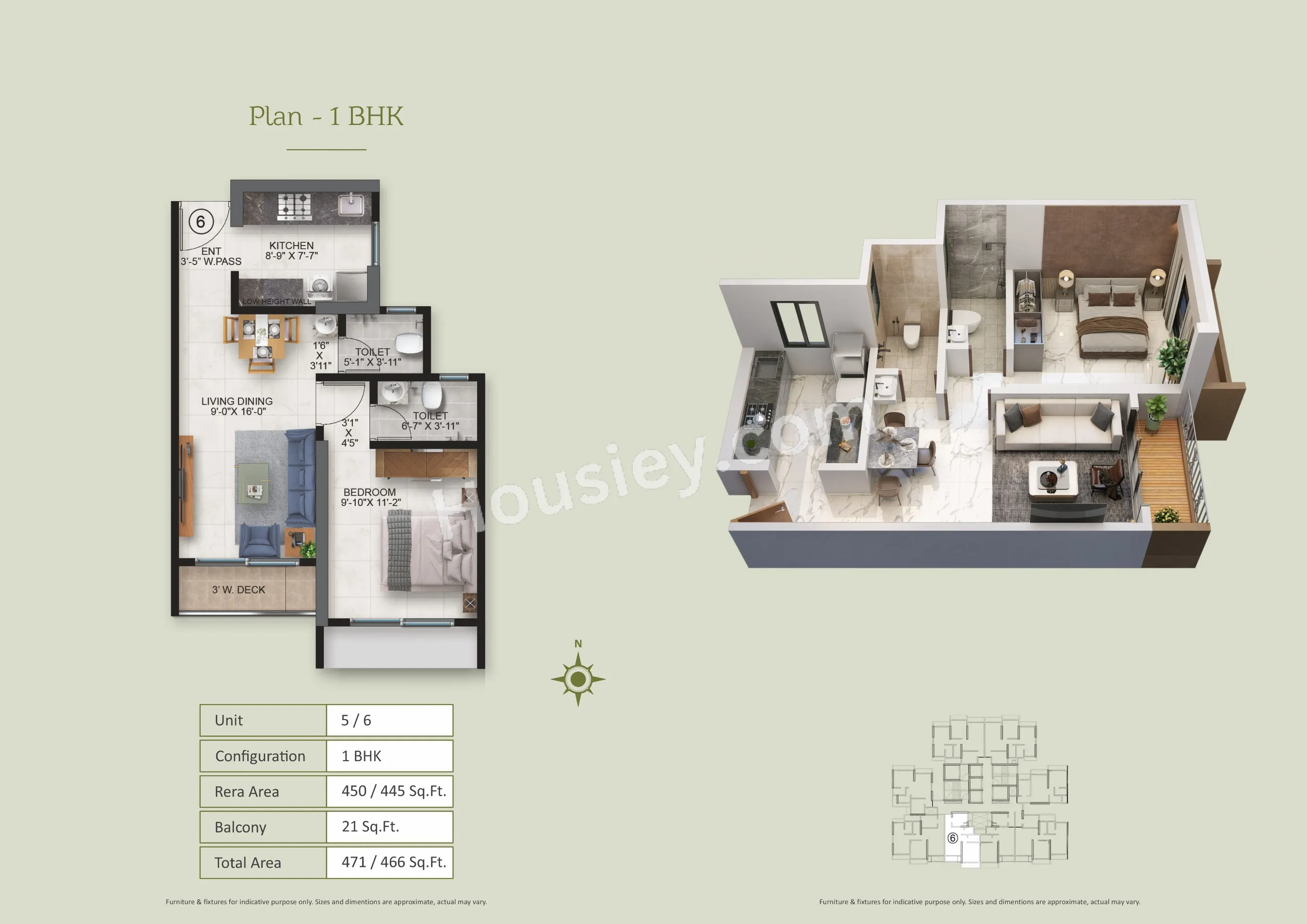 Ace 180 Life Unit plan - 466 sq.ft.