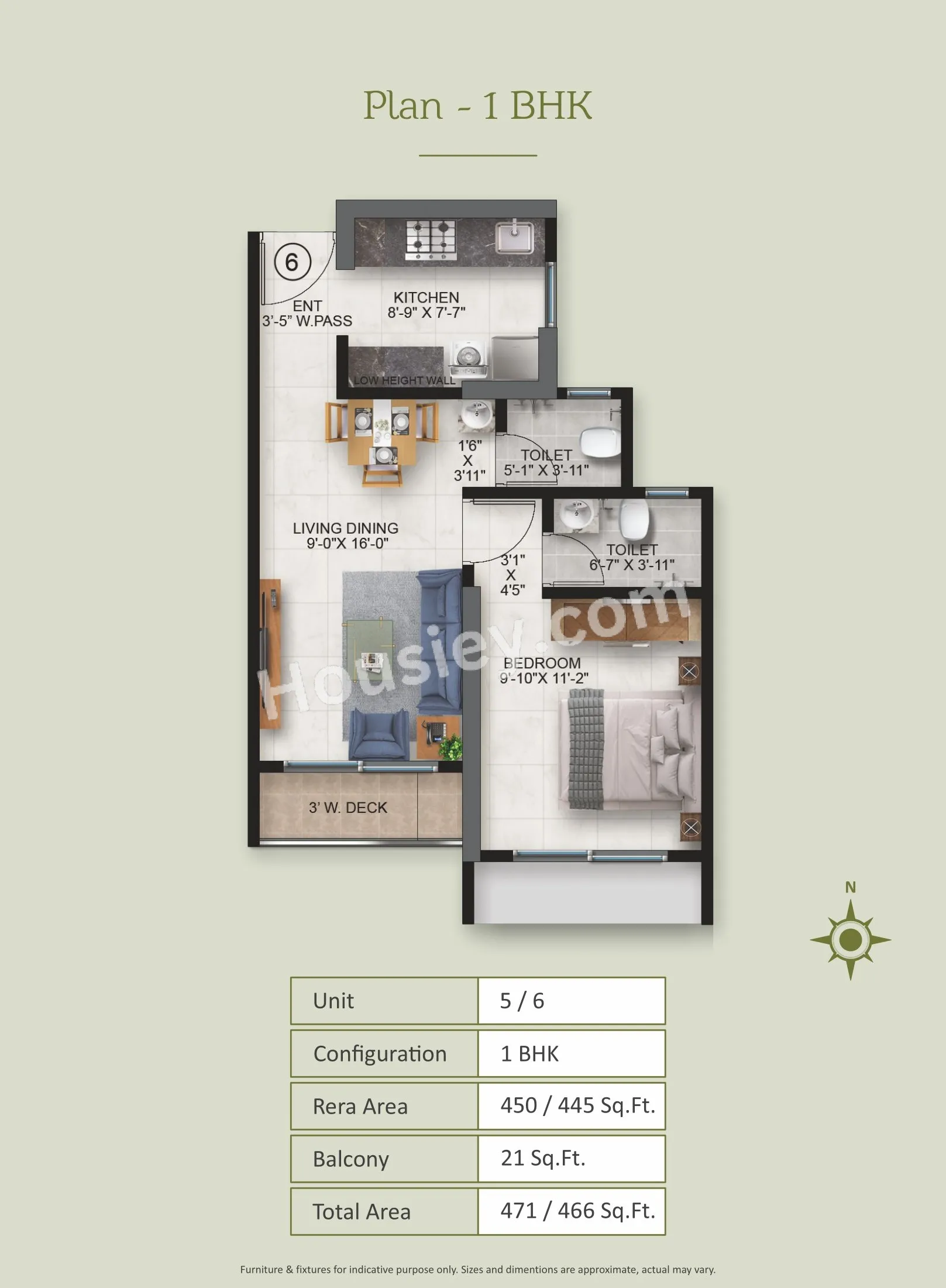 Ace 180 Life Unit plan - 471 sq.ft.