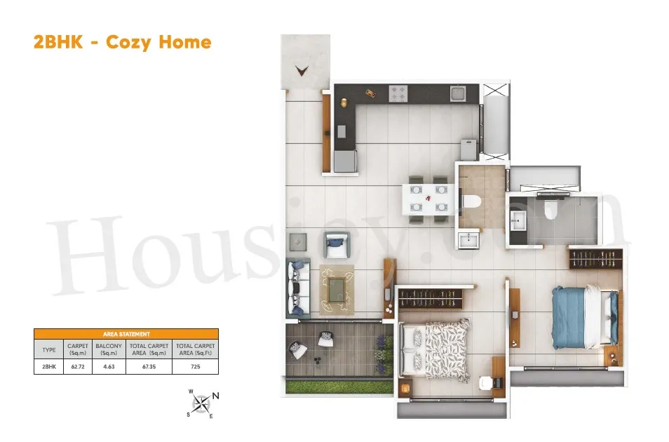 Jhamtani Ace Of Atmosphere Unit plan - 725 sq.ft.