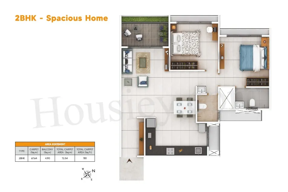 Jhamtani Ace Of Atmosphere Unit plan - 781 sq.ft.