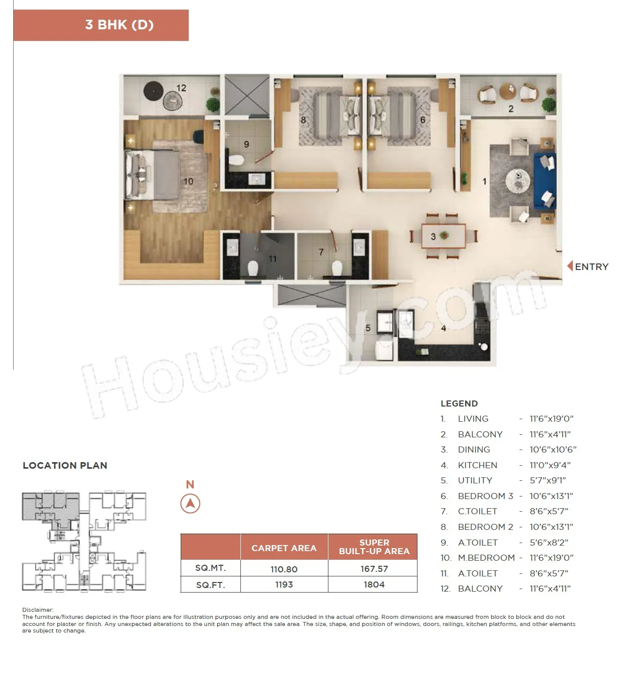Adarsh Welkin Park Unit plan - 1193 sq.ft.
