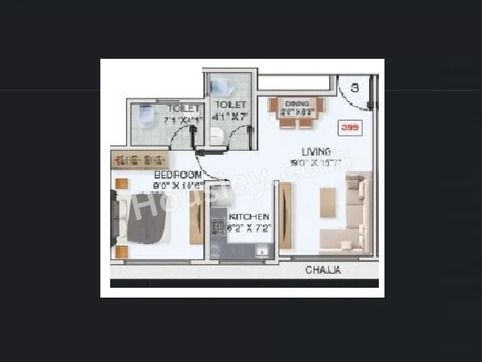 Adityaraj Fortune Unit plan - 399 sq.ft.