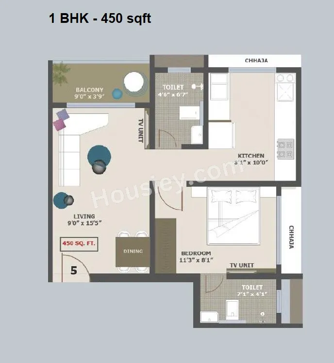 Adityaraj  Signature Unit plan - 450 sq.ft.