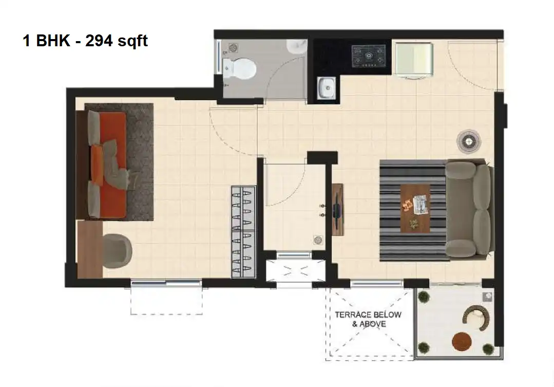 Peninsula AddressOne Unit plan - 294 sq.ft.