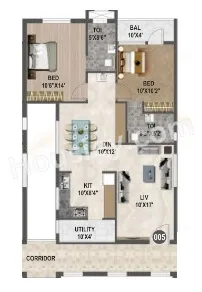 Affinity Brundaavana Unit plan - 826 sq.ft.