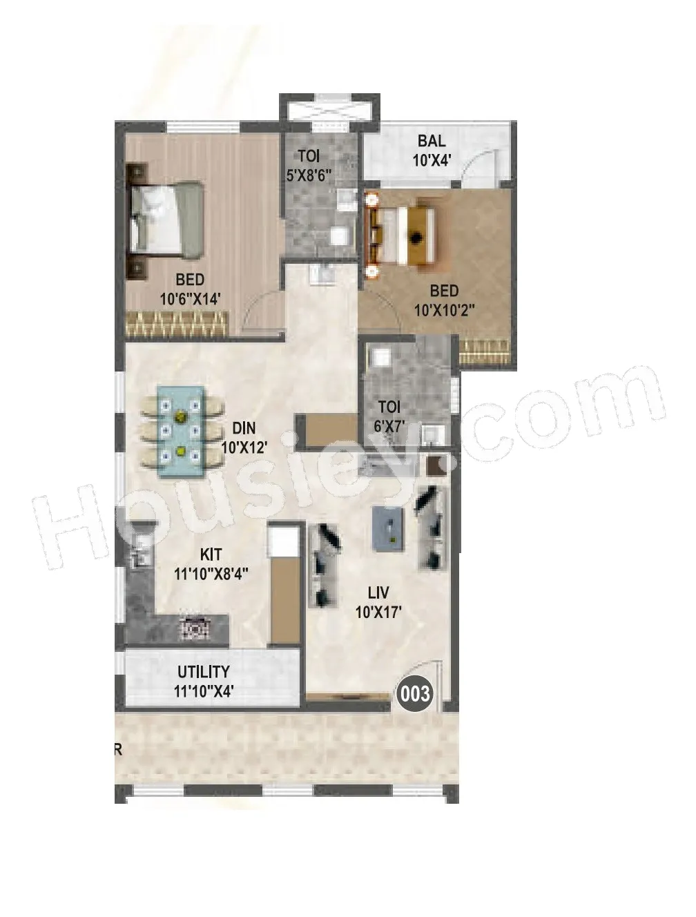 Affinity Brundaavana Unit plan - 868 sq.ft.
