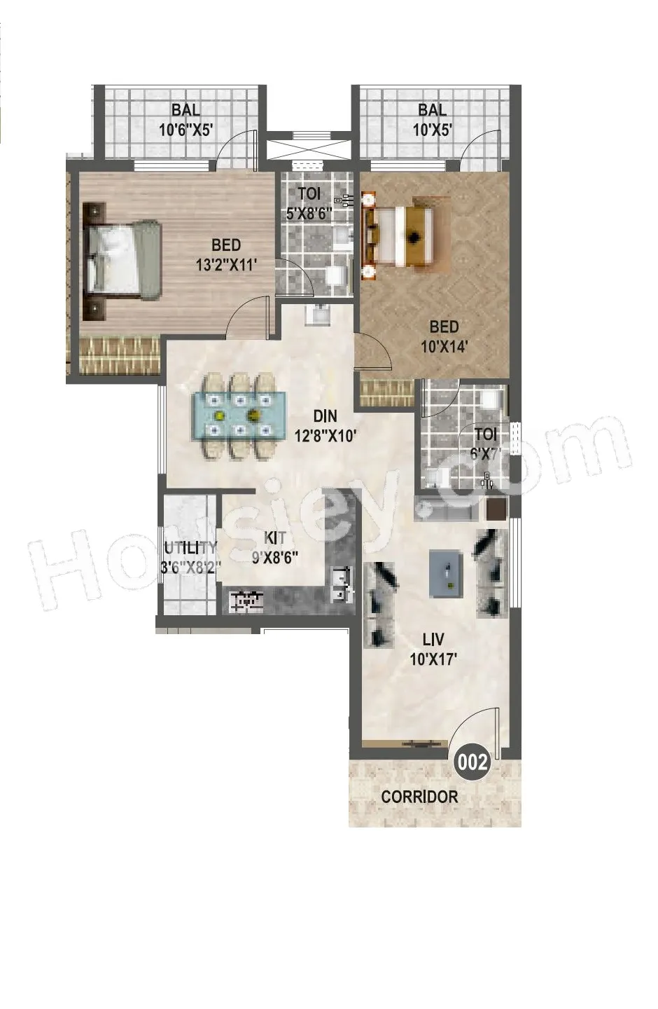 Affinity Brundaavana Unit plan - 910 sq.ft.