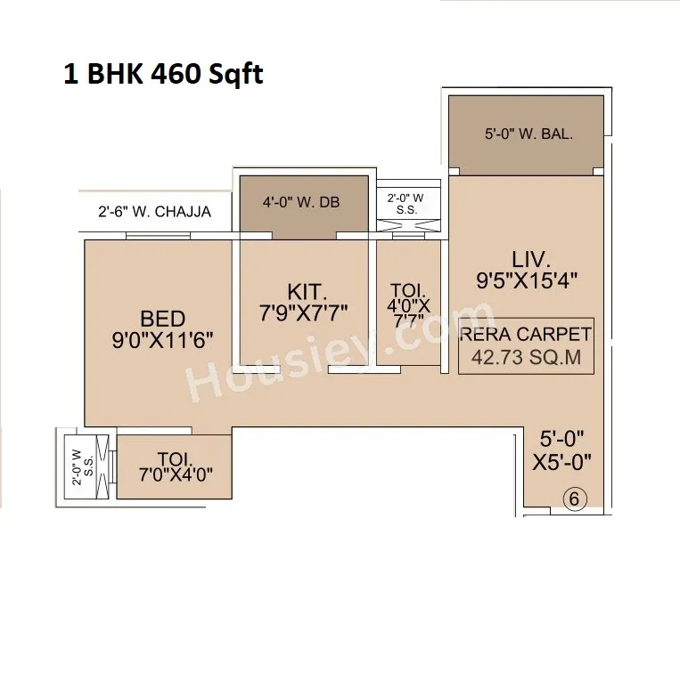Agarwal Giriraj Tower Unit plan - 460 sq.ft.