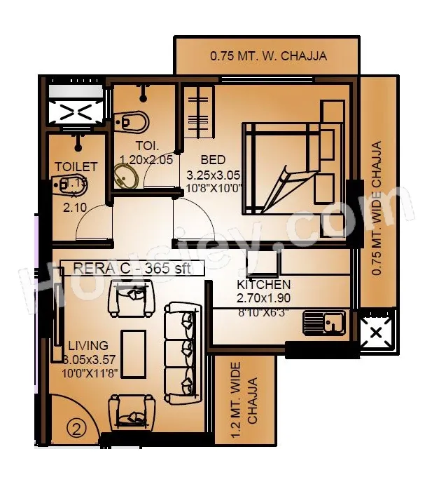 Agarwals Mannat Unit plan - 365 sq.ft.