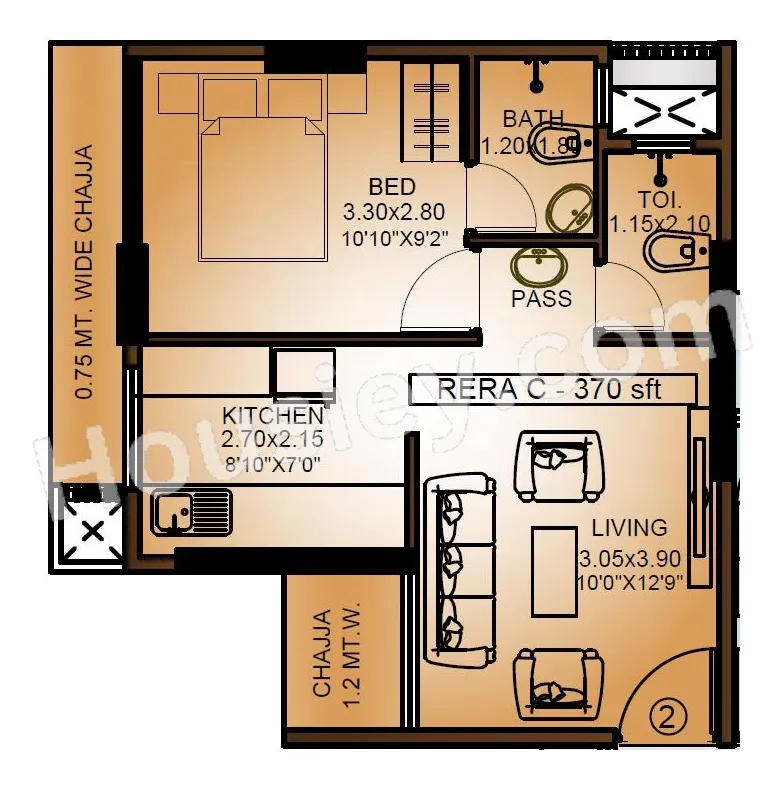 Agarwals Mannat Unit plan - 370 sq.ft.