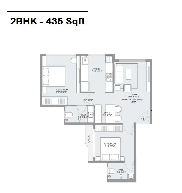 Aim Horizon Unit plan - 435 sq.ft.