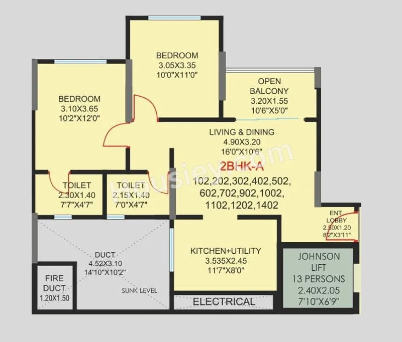 Aishwaryam Courtyard Gold Unit plan - 705 sq.ft.