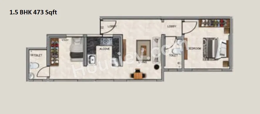 Unit plan - 473 sq.ft.