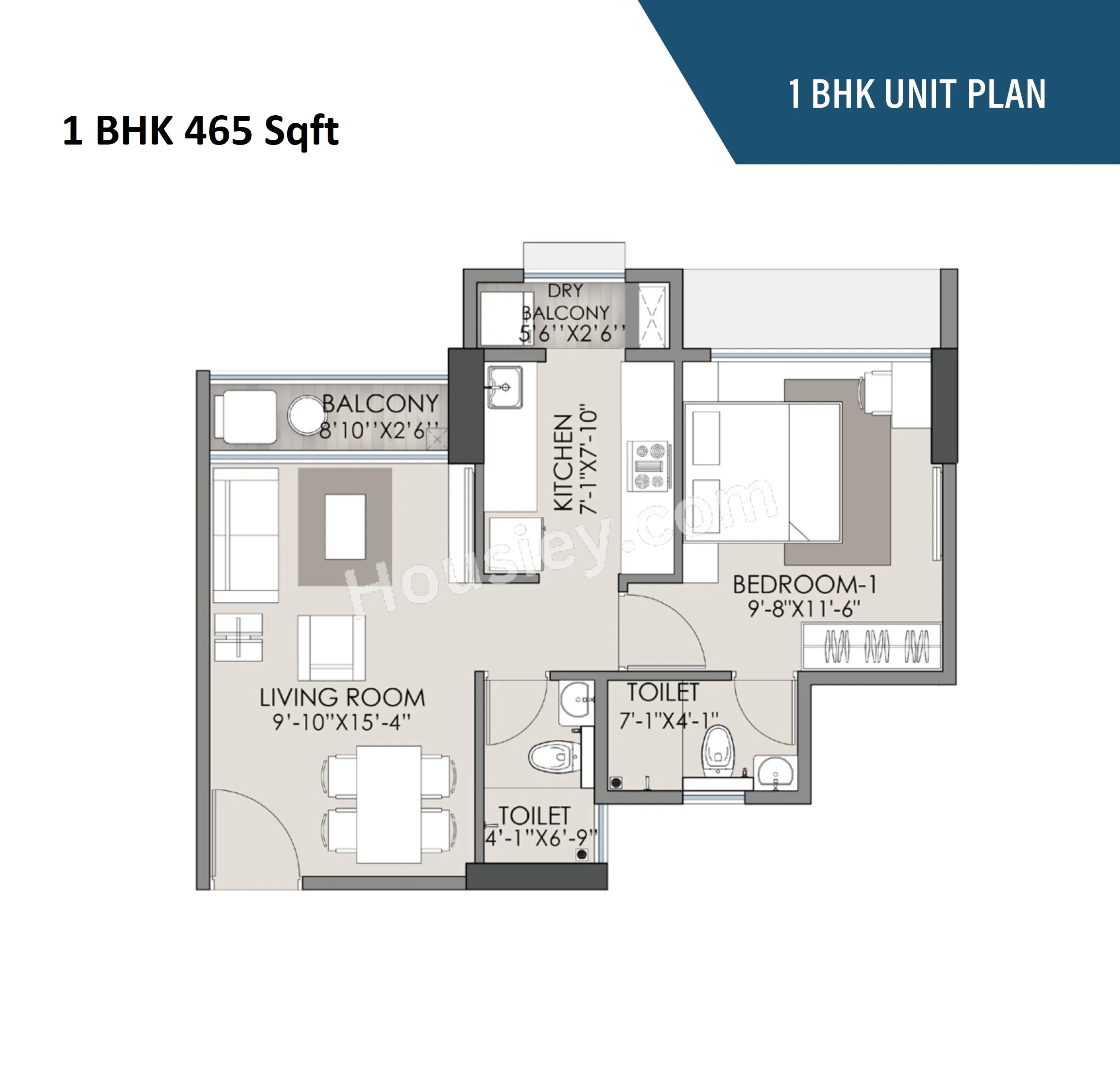 Ajmera One Kalyan Unit plan - 465 sq.ft.