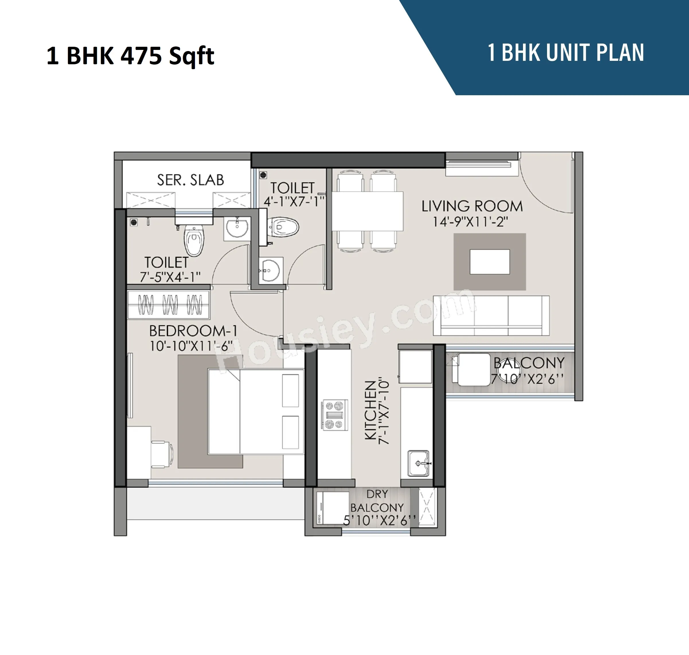 Ajmera One Kalyan Unit plan - 475 sq.ft.